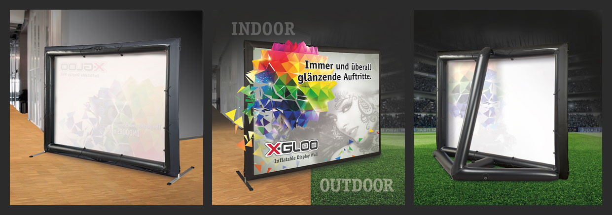 X-GLOO Display Wall. Das neue Produkt von X-GLOO. Indoor und Outdoor verwendbar.